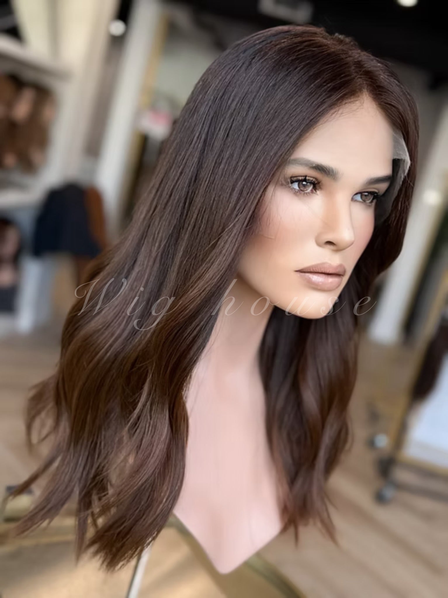 22 inches brown wave wigباروكة ٢٢ انش بني ويفي