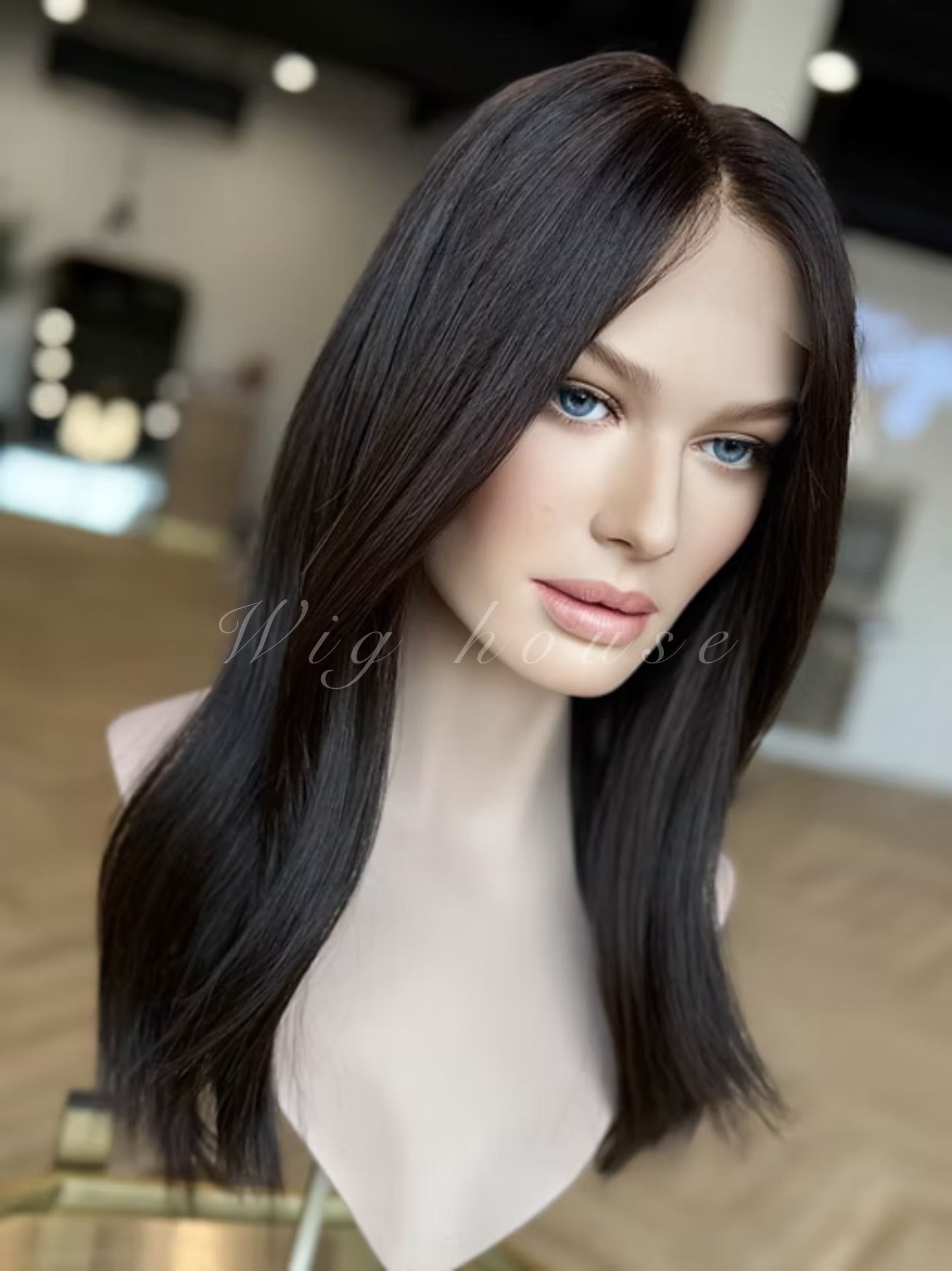20 inches light density natural color wig